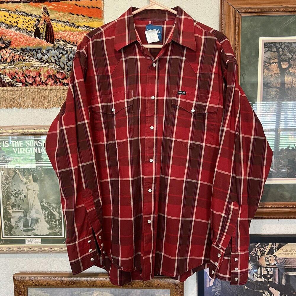 Vintage 90’s Plaid Wrangler‎ Brushpopper Polo Size Large